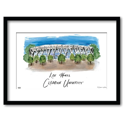 Clemson Lee Hall Matted Watercolor Framed Wall Art