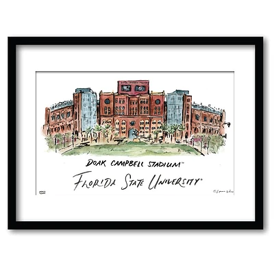 Florida State Doak Campbell Stadium Matted Watercolor Framed Wall Art