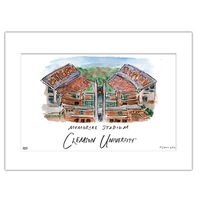 Clemson Memorial Stadium Matted Watercolor Wall Art 16