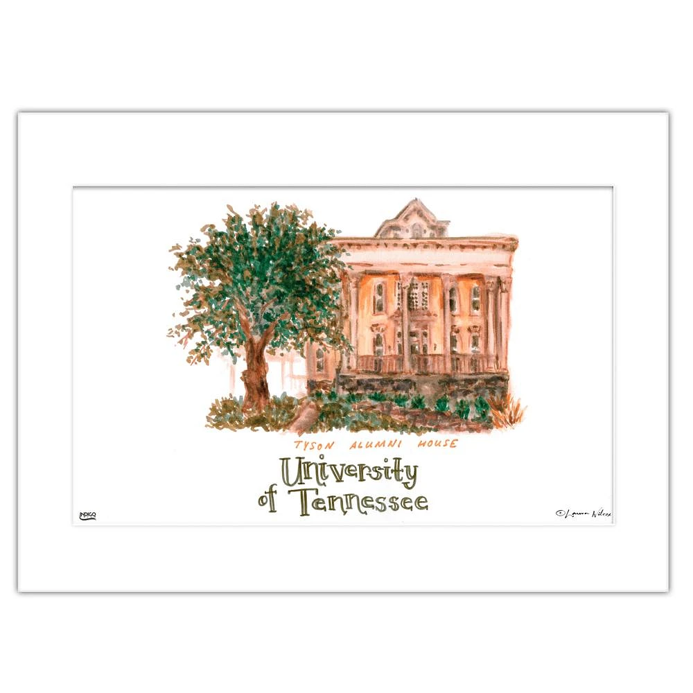 Tennessee Tyson Alumni House Matted Watercolor Wall Art