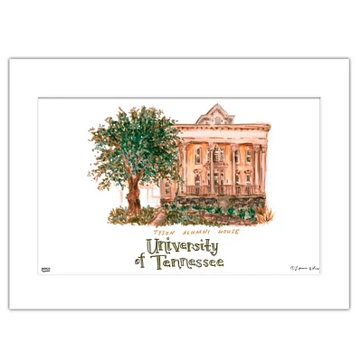 Tennessee Tyson Alumni House Matted Watercolor Wall Art