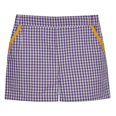 Purple and Gold Toddler Unisex Gingham Shorts