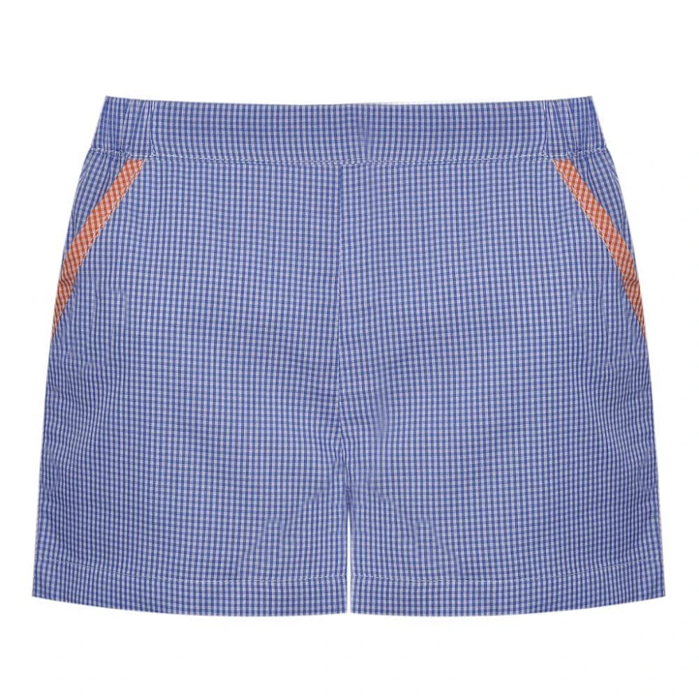 Navy and Orange Toddler Unisex Gingham Shorts