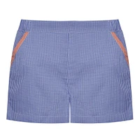 Navy and Orange Toddler Unisex Gingham Shorts
