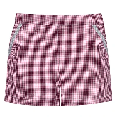 Maroon and White Toddler Unisex Gingham Shorts