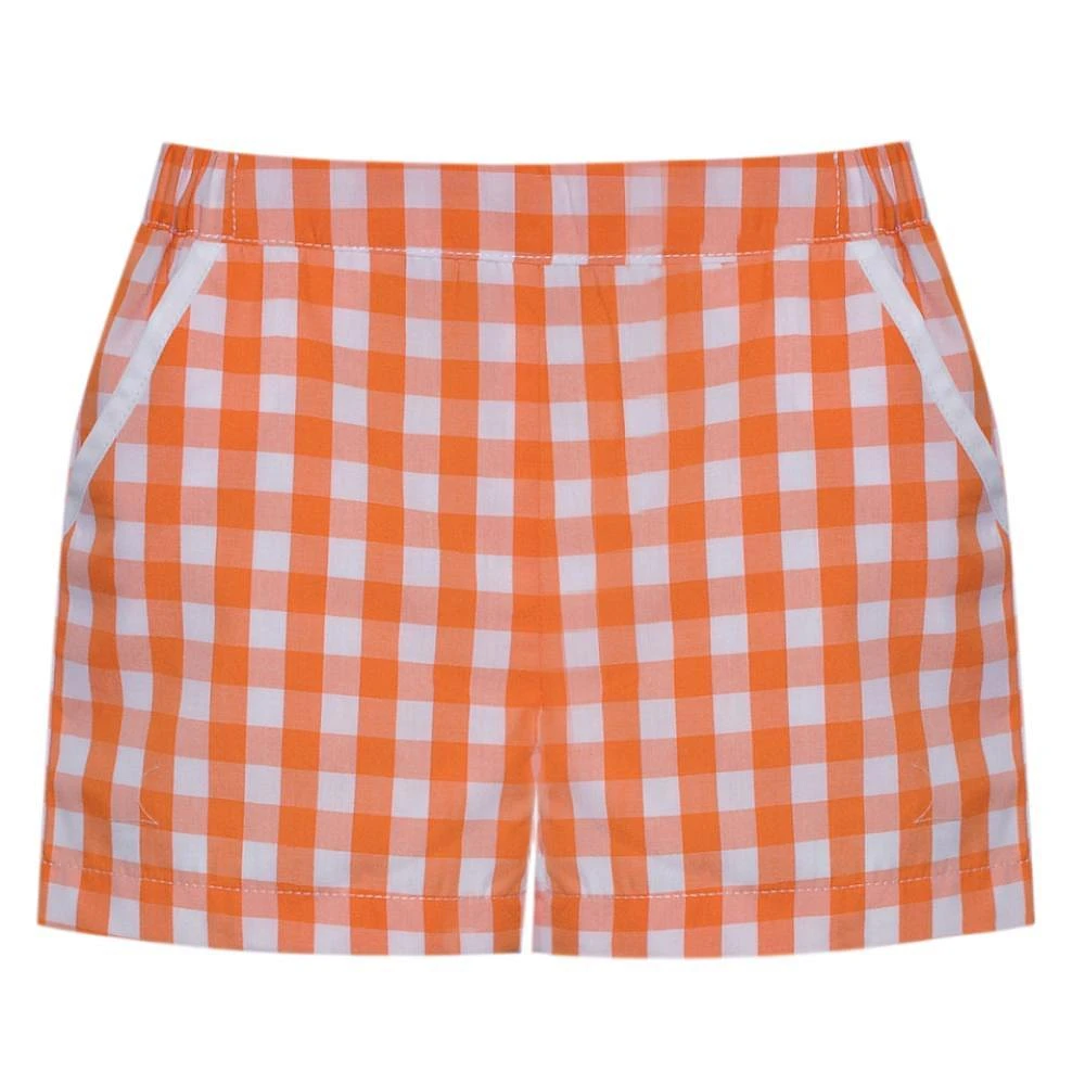 Orange and White Toddler Unisex Gingham Shorts