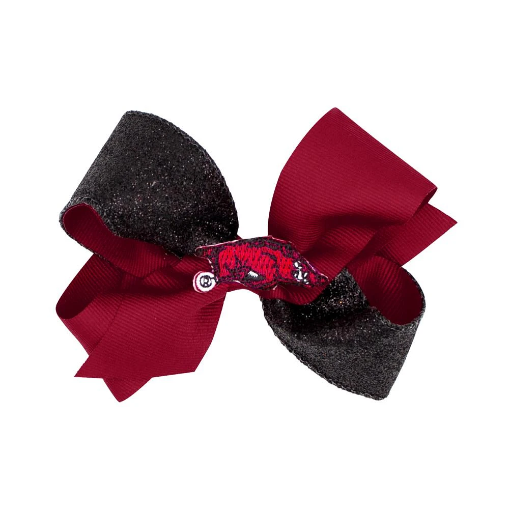 Arkansas Medium Two-Tone Glitz Grosgrain Hair Bow