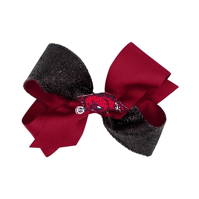 Arkansas Medium Two-Tone Glitz Grosgrain Hair Bow