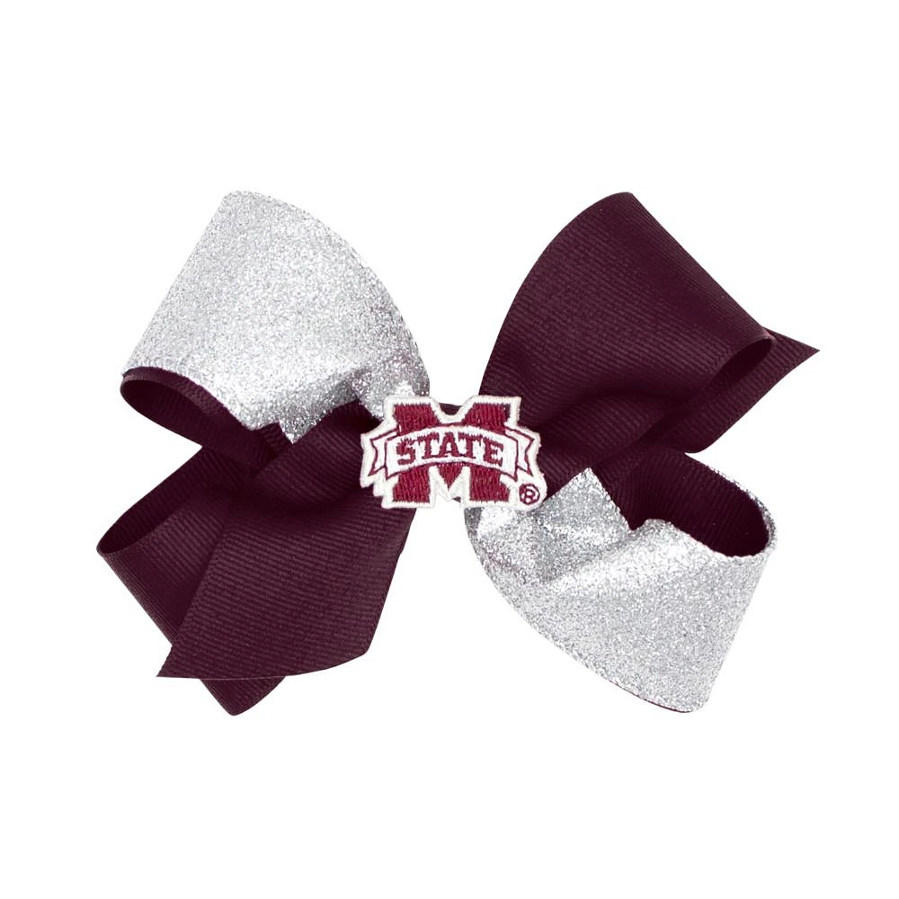 Mississippi State Medium Two-Tone Glitz Grosgrain Hair Bow