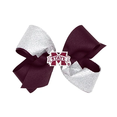 Mississippi State Medium Two-Tone Glitz Grosgrain Hair Bow