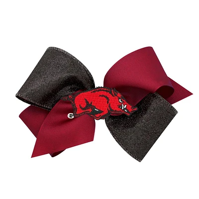 Arkansas King Two-Tone Glitz Grosgrain Hair Bow