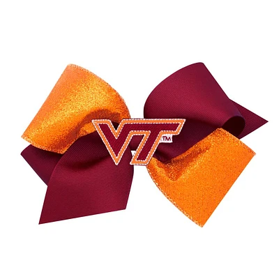 Virginia Tech King Two-Tone Glitz Grosgrain Hair Bow