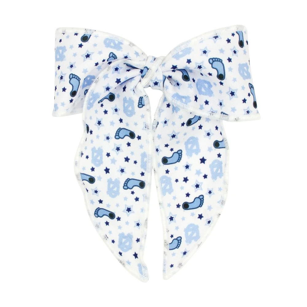 UNC Wee Ones Medium Signature Collegiate Logo Print Fabric Bowtie With Knot and Tails