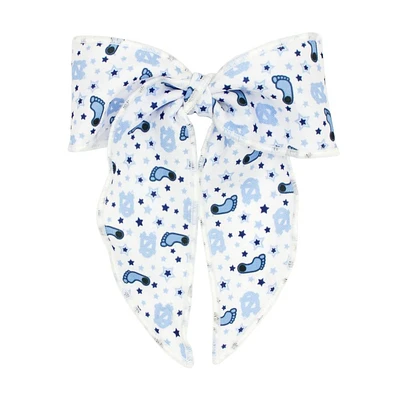 UNC Wee Ones Medium Signature Collegiate Logo Print Fabric Bowtie With Knot and Tails