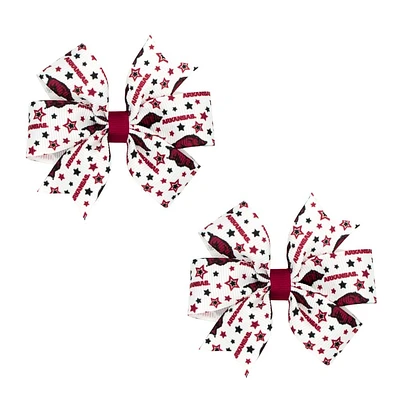 Arkansas Mini Circle Signature Collegiate Logo Print Fabric Hair Bows