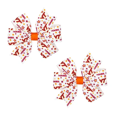 Virginia Tech Mini Circle Signature Collegiate Logo Print Fabric Hair Bows