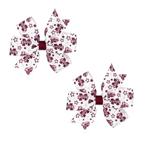 Mississippi State Mini Circle Signature Collegiate Logo Print Fabric Hair Bows