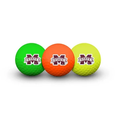 Mississippi State Set of 3 Neon Golf Balls