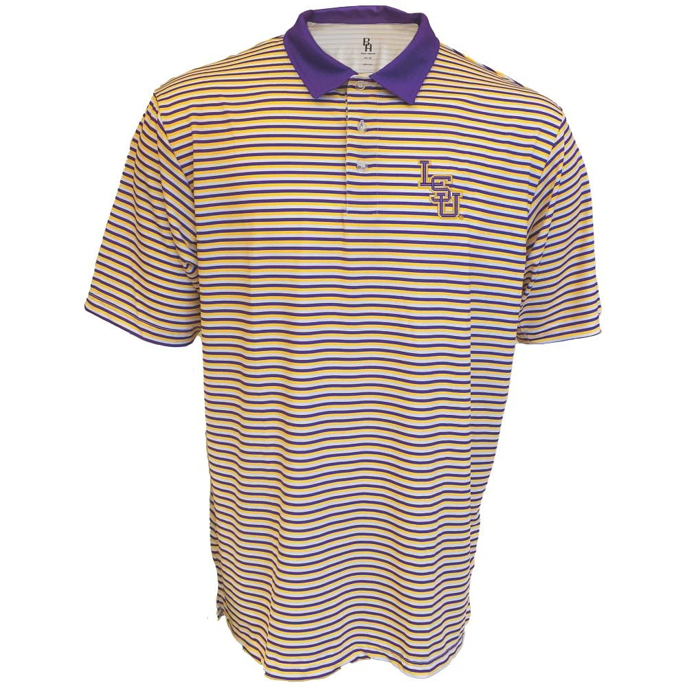 LSU Bayou Apparel Interlock Stripe Polo