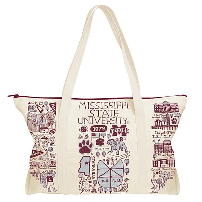 Mississippi State Julia Gash Natural Canvas Weekend Bag
