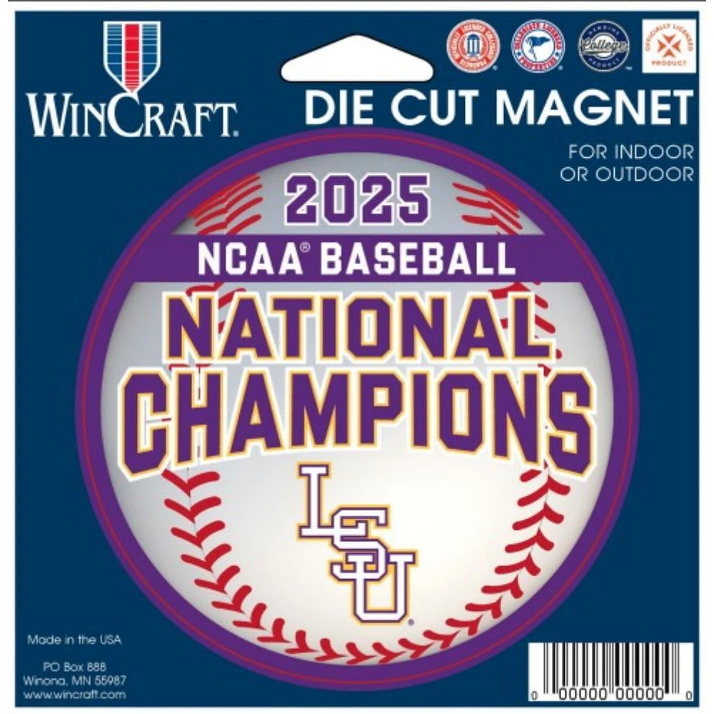 LSU 2025 NCAA College World Series National Champs 4 x 4 In Die Cut Magnet