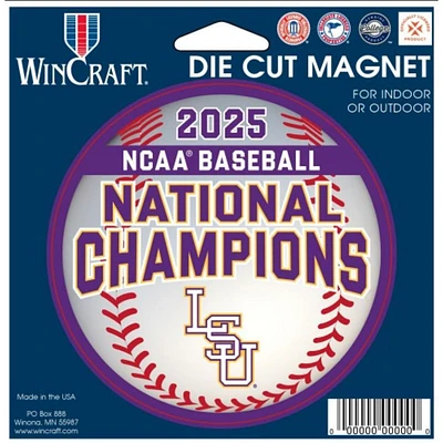 LSU 2025 NCAA College World Series National Champs 4 x 4 In Die Cut Magnet