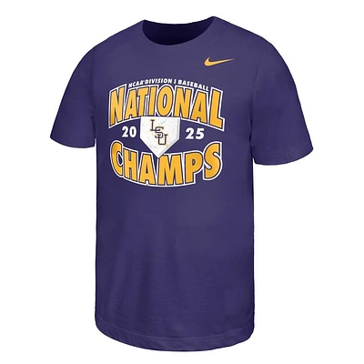 LSU Nike 2025 NCAA College World Series National Champs Home Plate YOUTH Tee