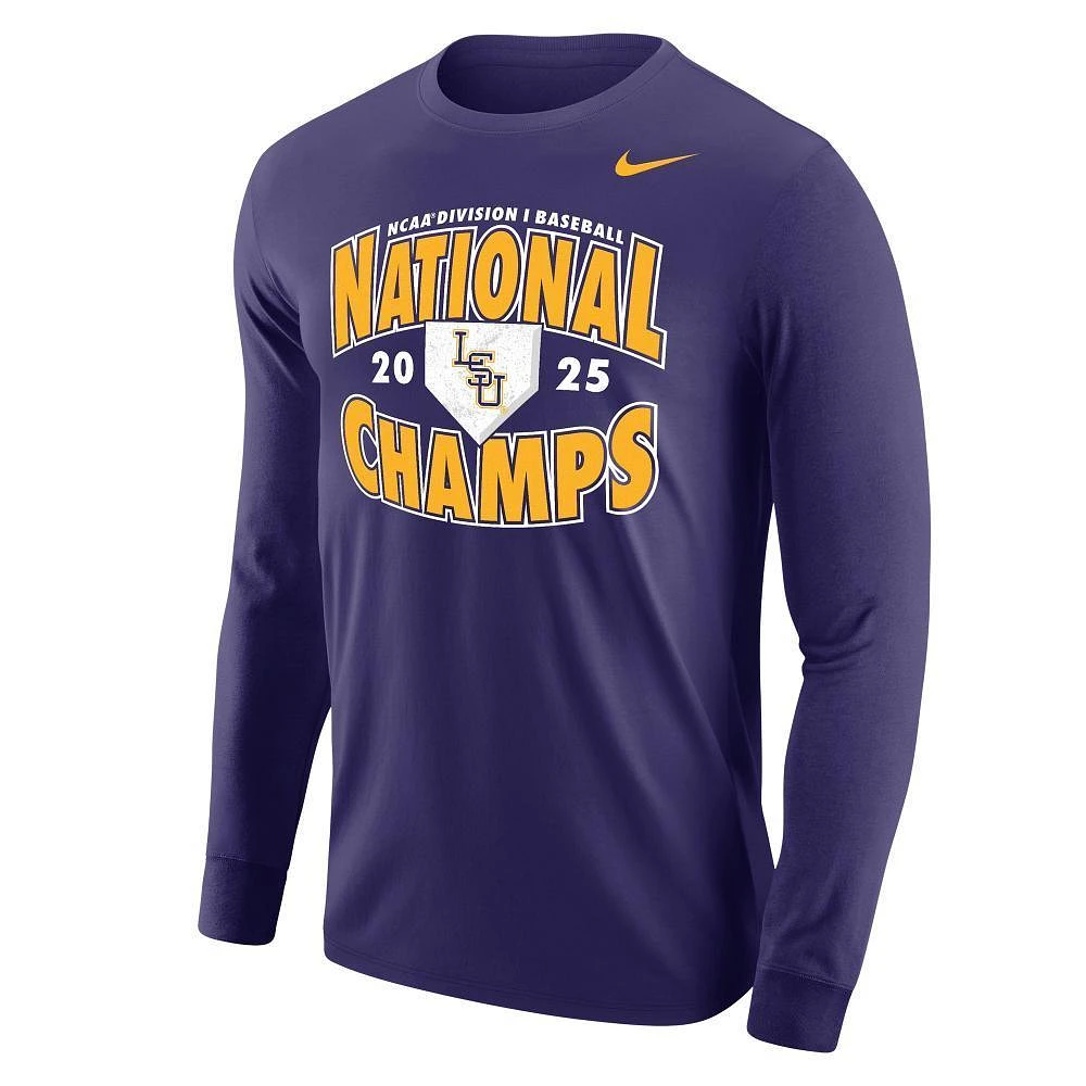 LSU Nike 2025 NCAA College World Series National Champs Home Plate Long Sleeve Tee