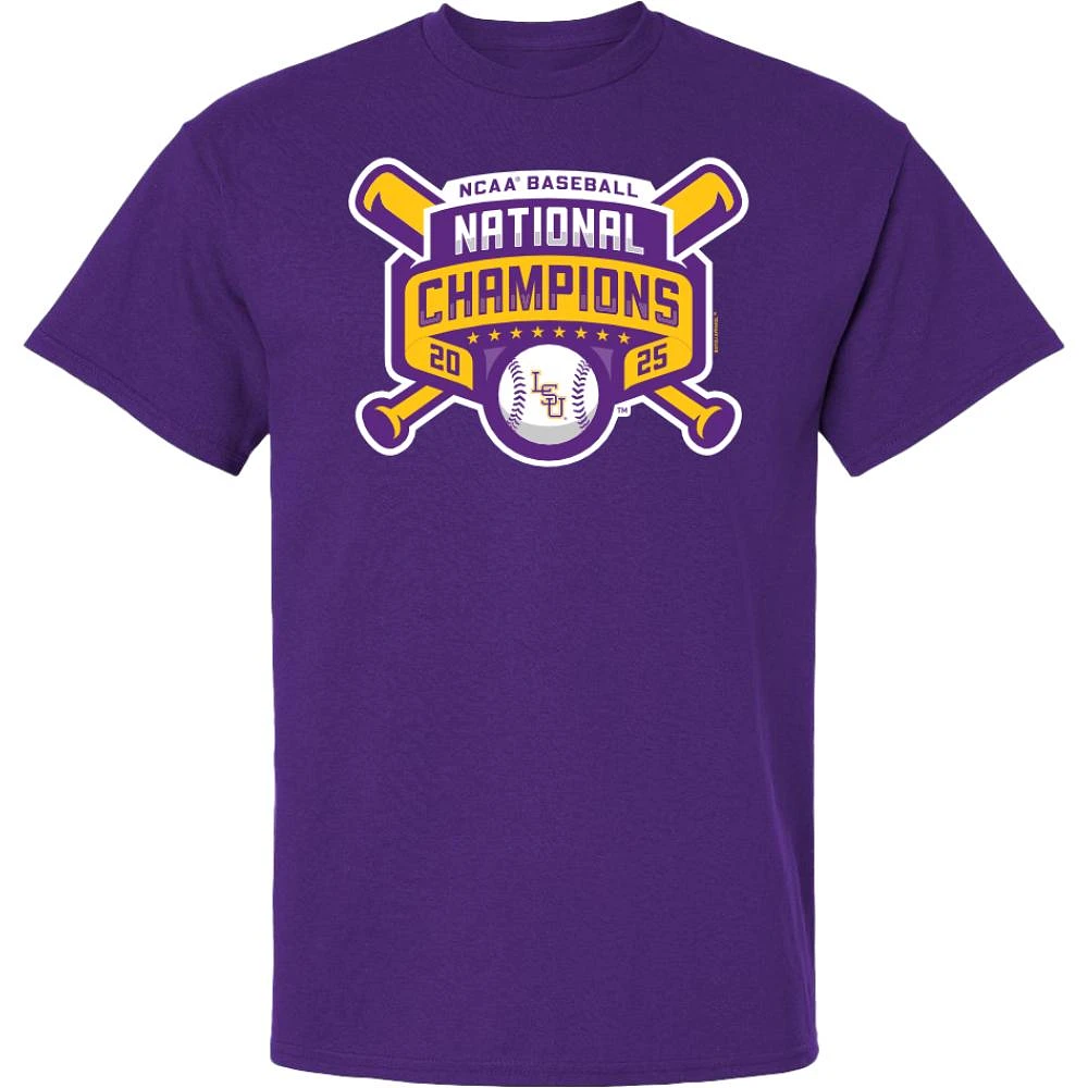 LSU 2025 NCAA College World Series National Champs Baseball Logo Tee