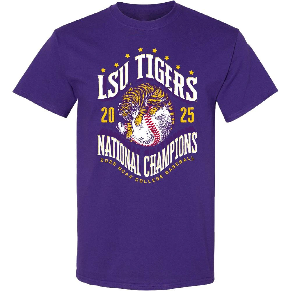 LSU 2025 NCAA College World Series National Champs Tiger Ball Soft Tee