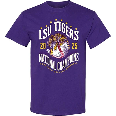 LSU 2025 NCAA College World Series National Champs Tiger Ball Soft Tee
