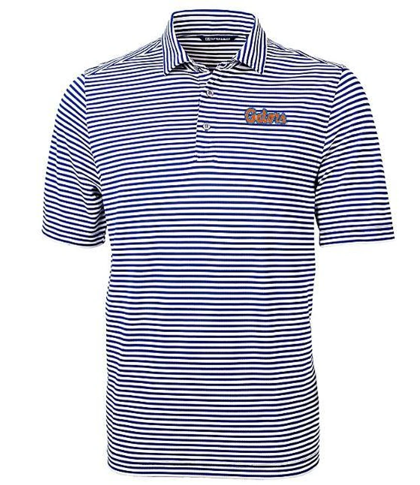 Florida Cutter & Buck Gators Script Eco Pique Stripe Polo