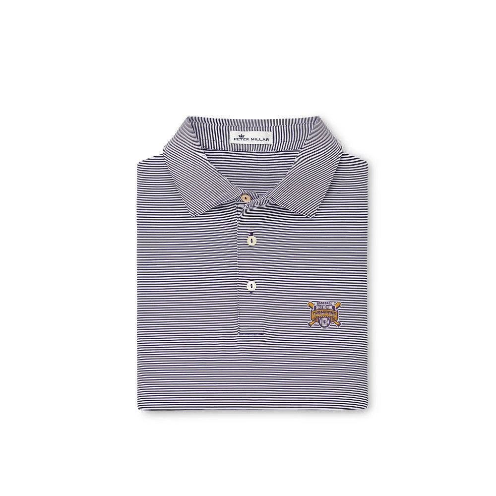 LSU Peter Millar 2025 College World Series National Champs Jubilee Stripe Polo