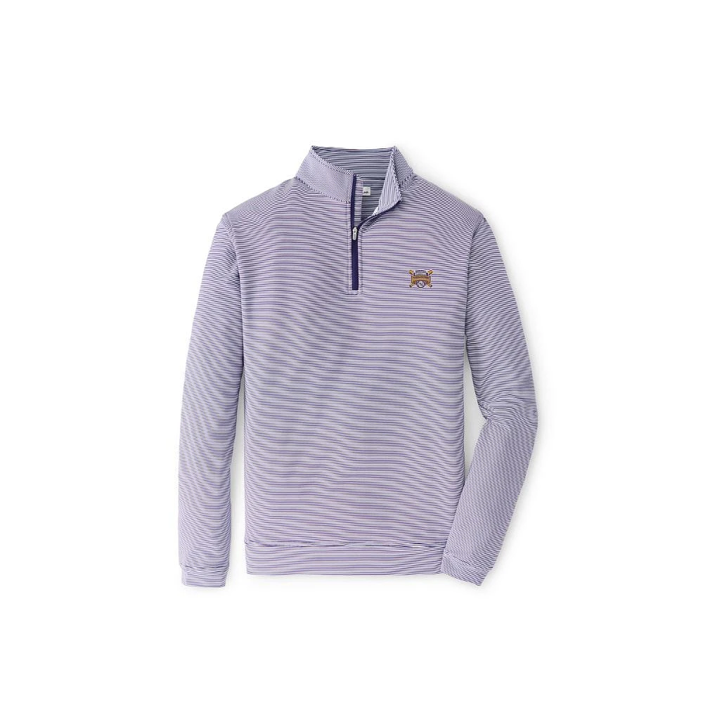 LSU Peter Millar 2025 College World Series National Champs Perth Sugar Stripe 1/4 Zip Pullover