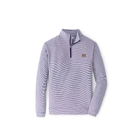 LSU Peter Millar 2025 College World Series National Champs Perth Sugar Stripe 1/4 Zip Pullover