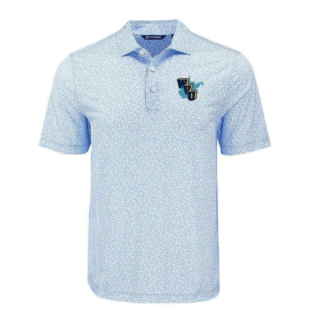 West Virginia Cutter & Buck Vault Throwback Pike Eco Flora Print Polo
