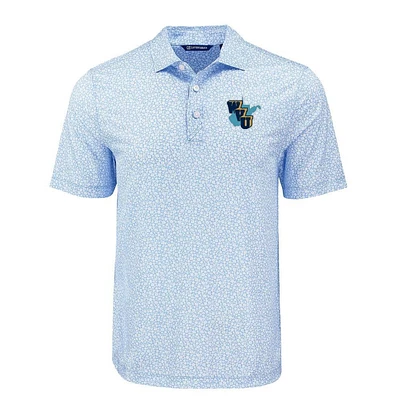 West Virginia Cutter & Buck Vault Throwback Pike Eco Flora Print Polo