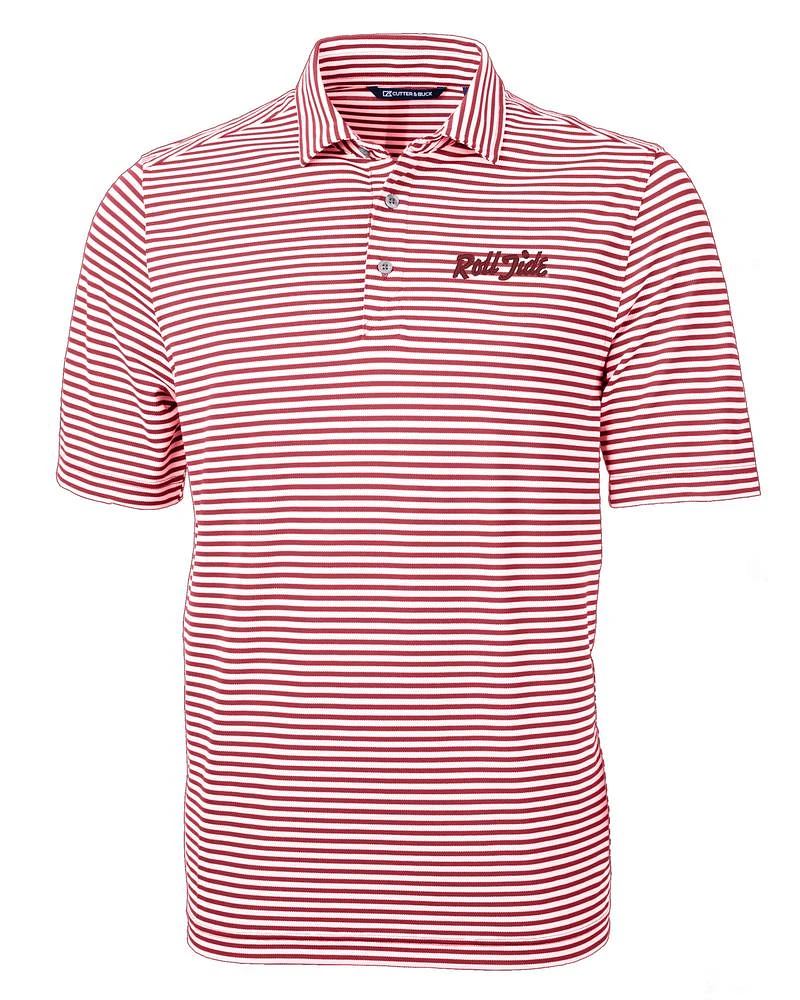 Alabama Cutter & Buck Roll Tide Script Eco Pique Stripe Polo