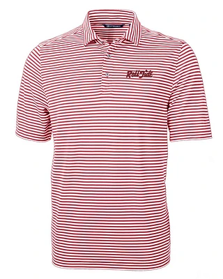 Alabama Cutter & Buck Roll Tide Script Eco Pique Stripe Polo