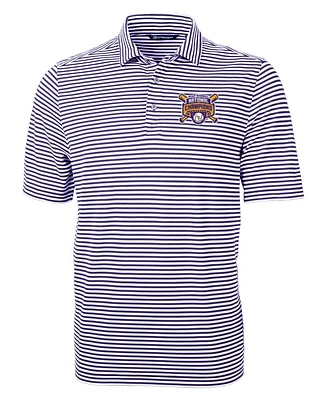 LSU Cutter & Buck BIG TALL 2025 College World Series National Champs Eco Pique Stripe Polo