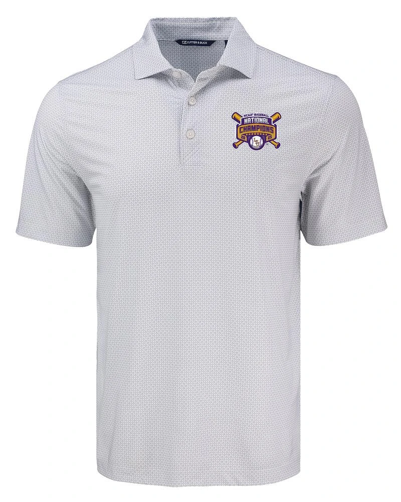 LSU Cutter & Buck BIG TALL 2025 College World Series National Champs Pike Diamond Dot Polo