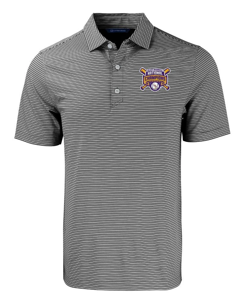 LSU Cutter & Buck BIG TALL 2025 College World Series National Champs Forge Double Stripe Polo