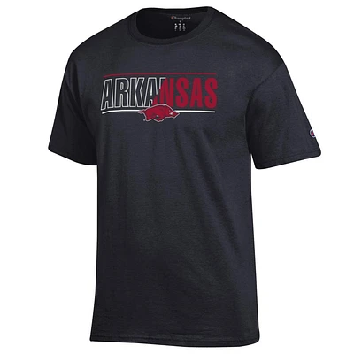 Arkansas Champion Bar Split Color Wordmark Tee