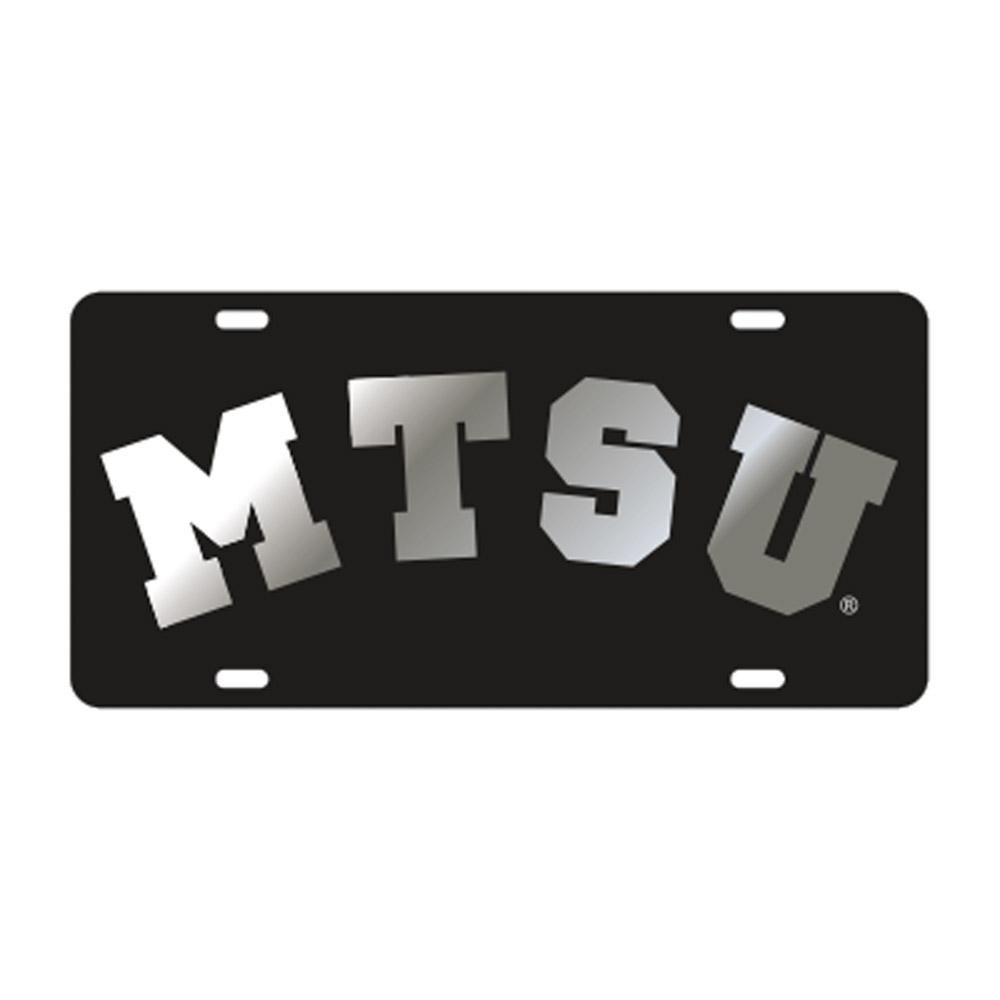  Mtsu License Plate Black With Silver Mtsu