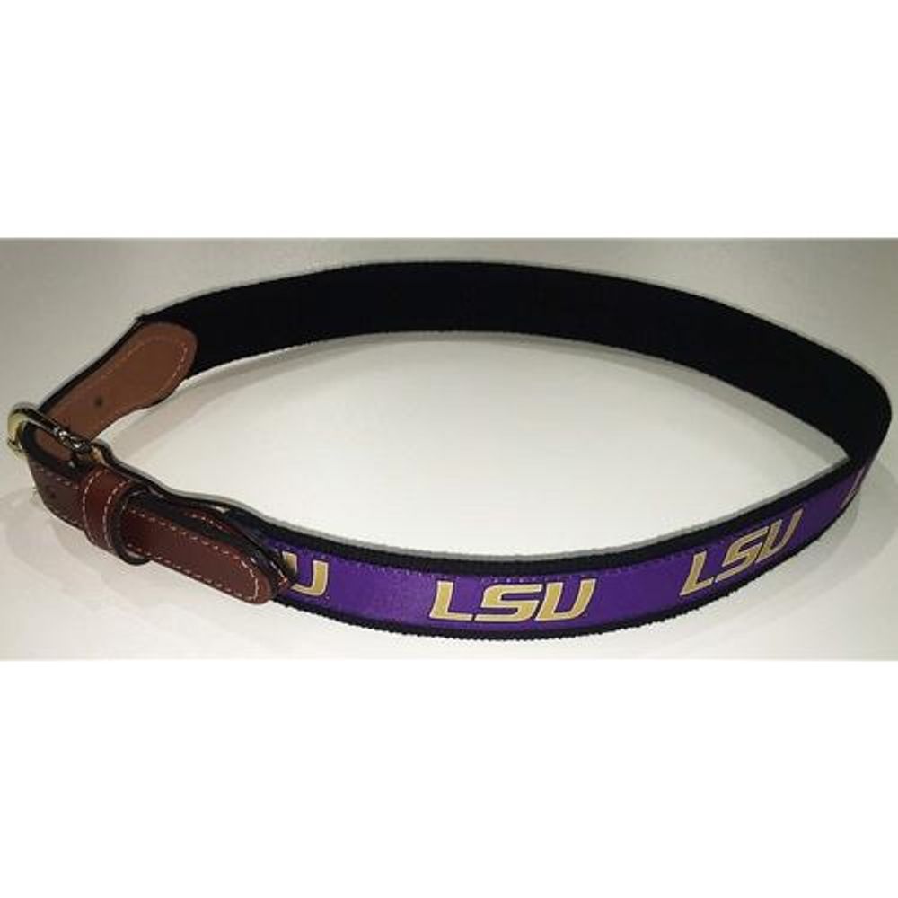 Lsu Web Leather Belt (Purple)