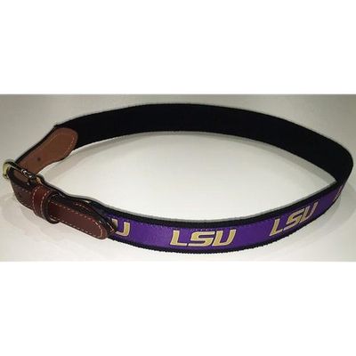 Lsu Web Leather Belt (Purple)