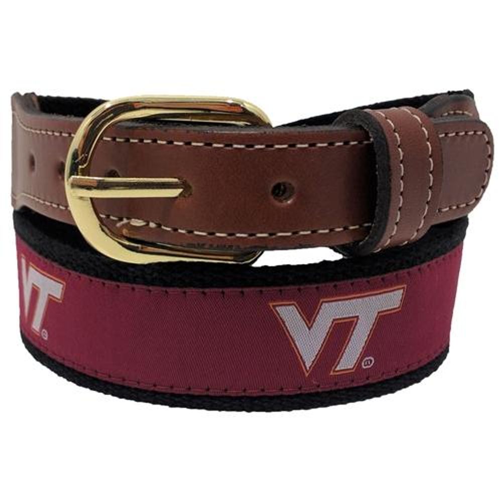 Virginia Tech Web Leather Belt