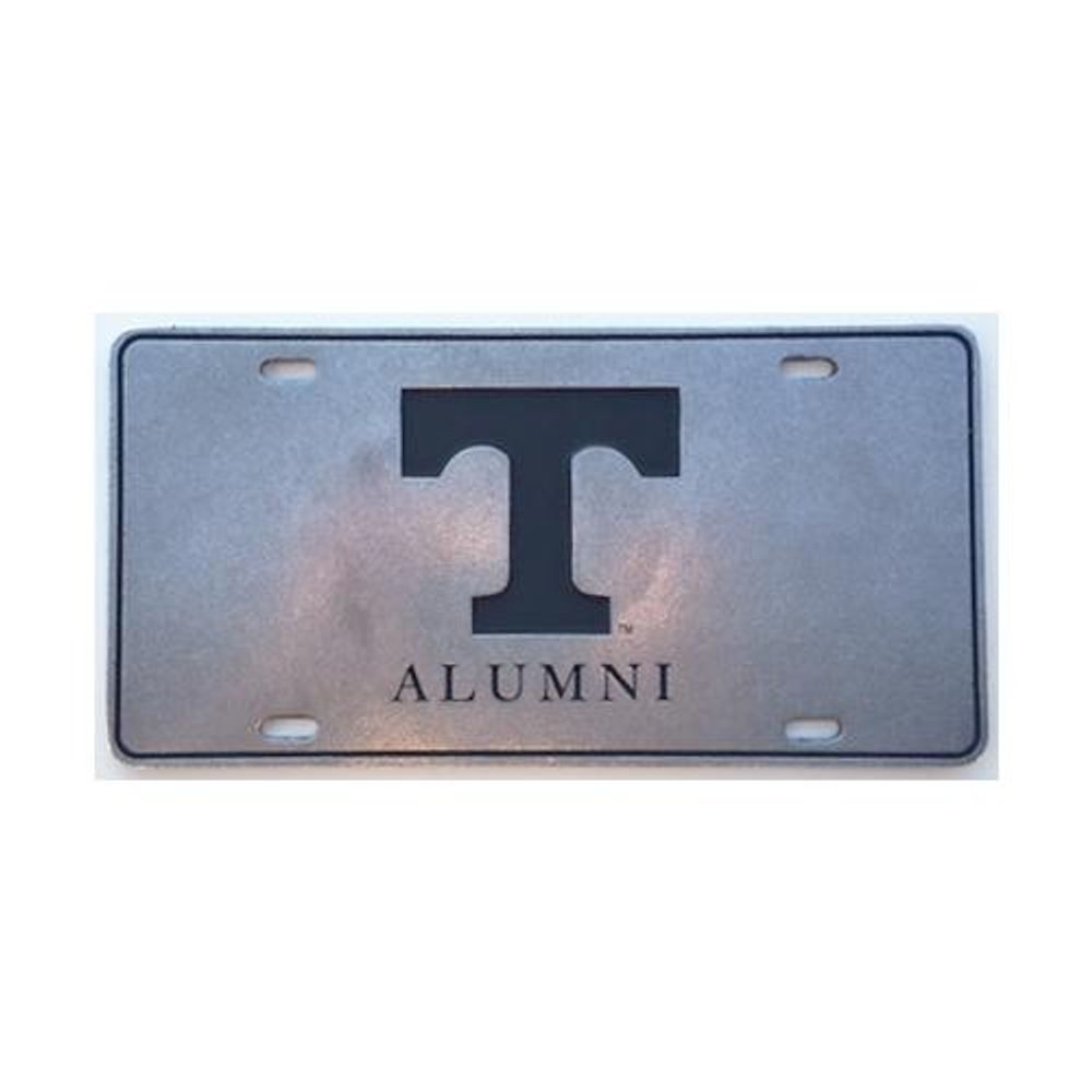  Vols- Tennessee Alumni License Plate W/Power T (Pewter)- Alumni Hall