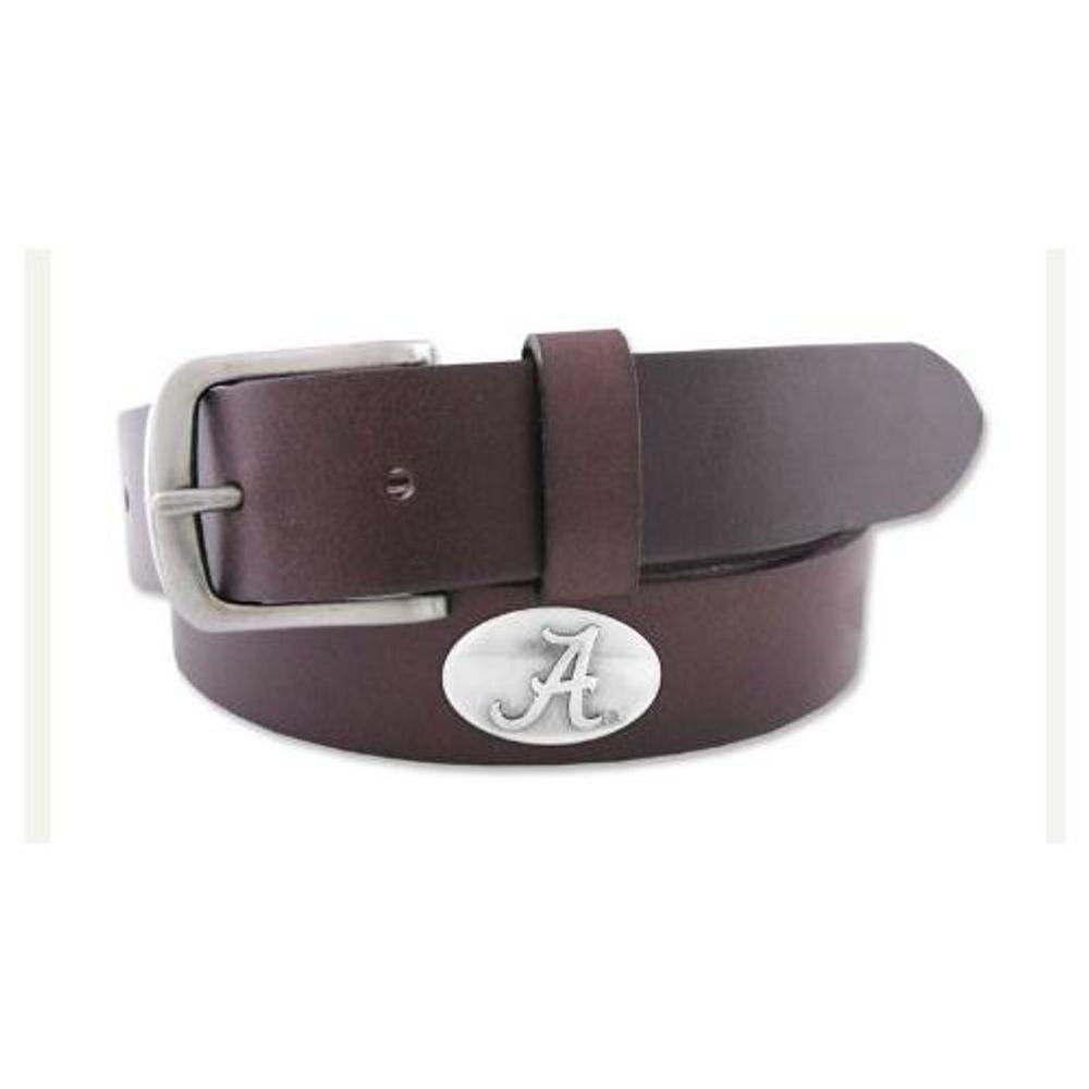 Crimson Tide - Alabama Script A Logo Concho Belt (Brown)