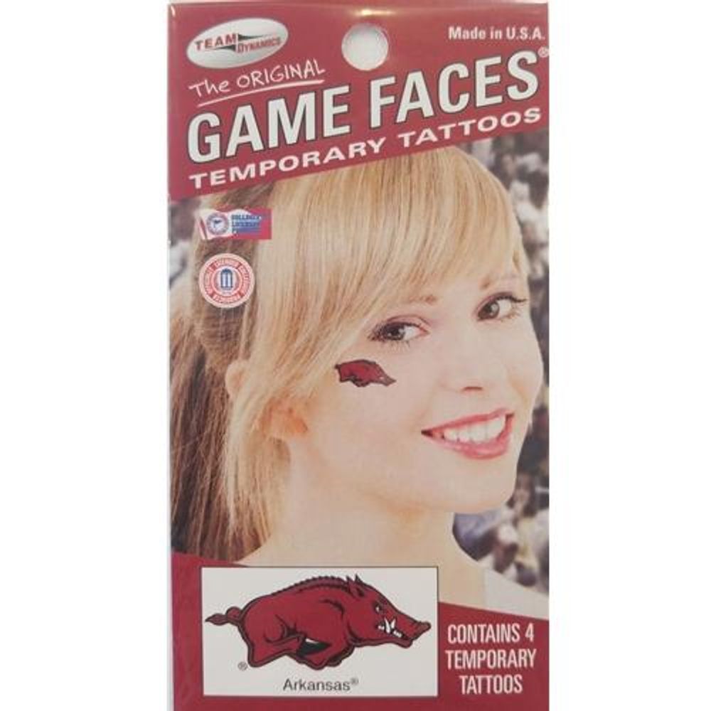  Razorbacks | Arkansas Water Based Face Tattoos | Alumni Hall